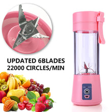 Portable USB Rechargeable Blender, Mixer, Smoothie Juice Maker Machine 380ml - Pink